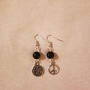 Lava Bead Peace Earrings